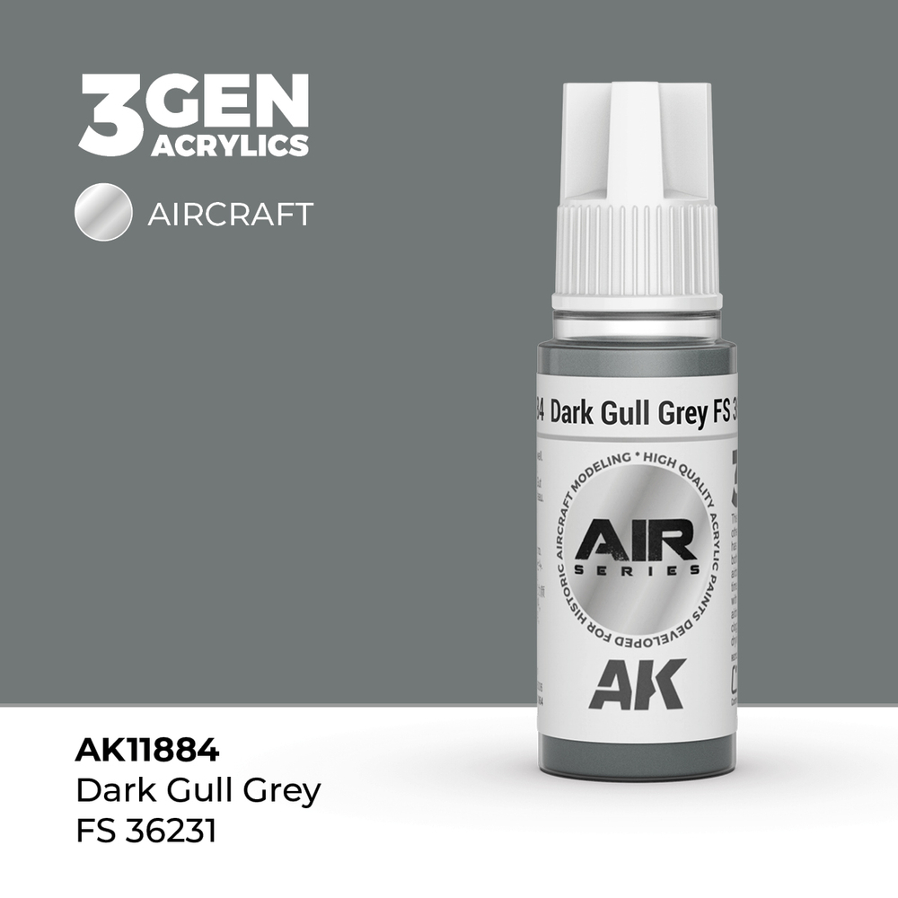 Акриловая краска AK Interactive Dark Gull Grey FS 36231 3GEN AIR, 18мл