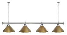Лампа STARTBILLIARDS 4 пл. (плафоны синие,штанга золотая,фурнитура золото)
