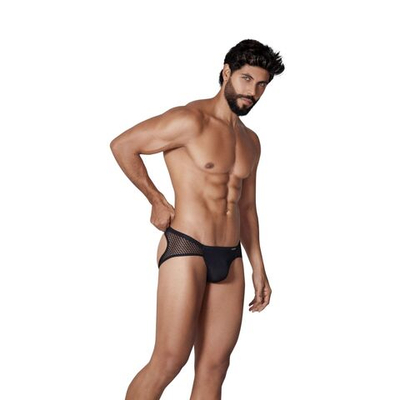 Черные трусы-джоки с ажурными вставками Urge Jockstrap (Размер: L) (Цвет: черный)