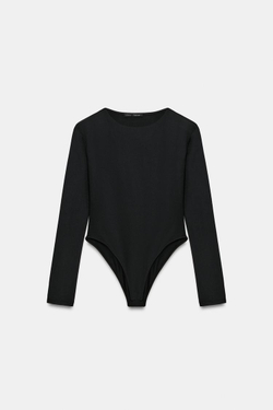 ZARA БОДИ ИЗ ПОЛИАМИДА С ДЛИННЫМИ РУКАВАМИ, ЧЕРНЫЙ