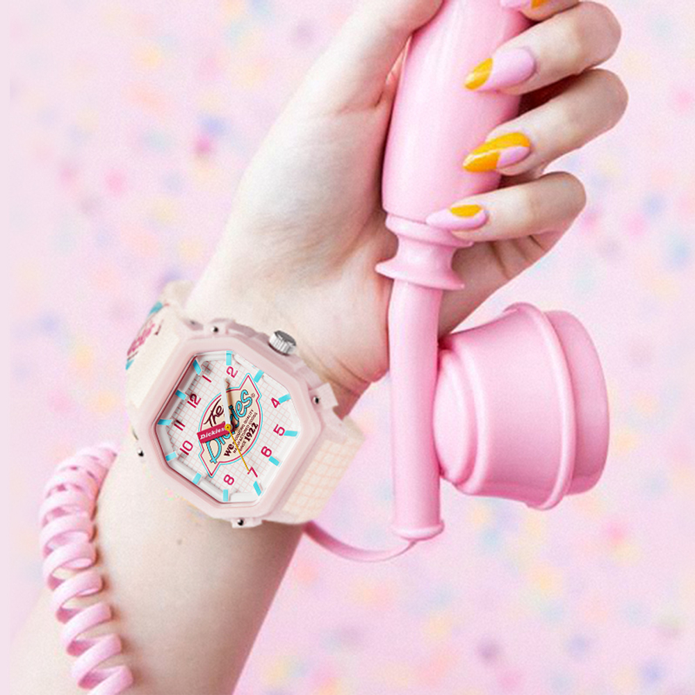 Dickies Wrist Watch Quartz Movement Silicone Strap Pink Watch Dial Women"s Watch Classic Box For Festive Occasions