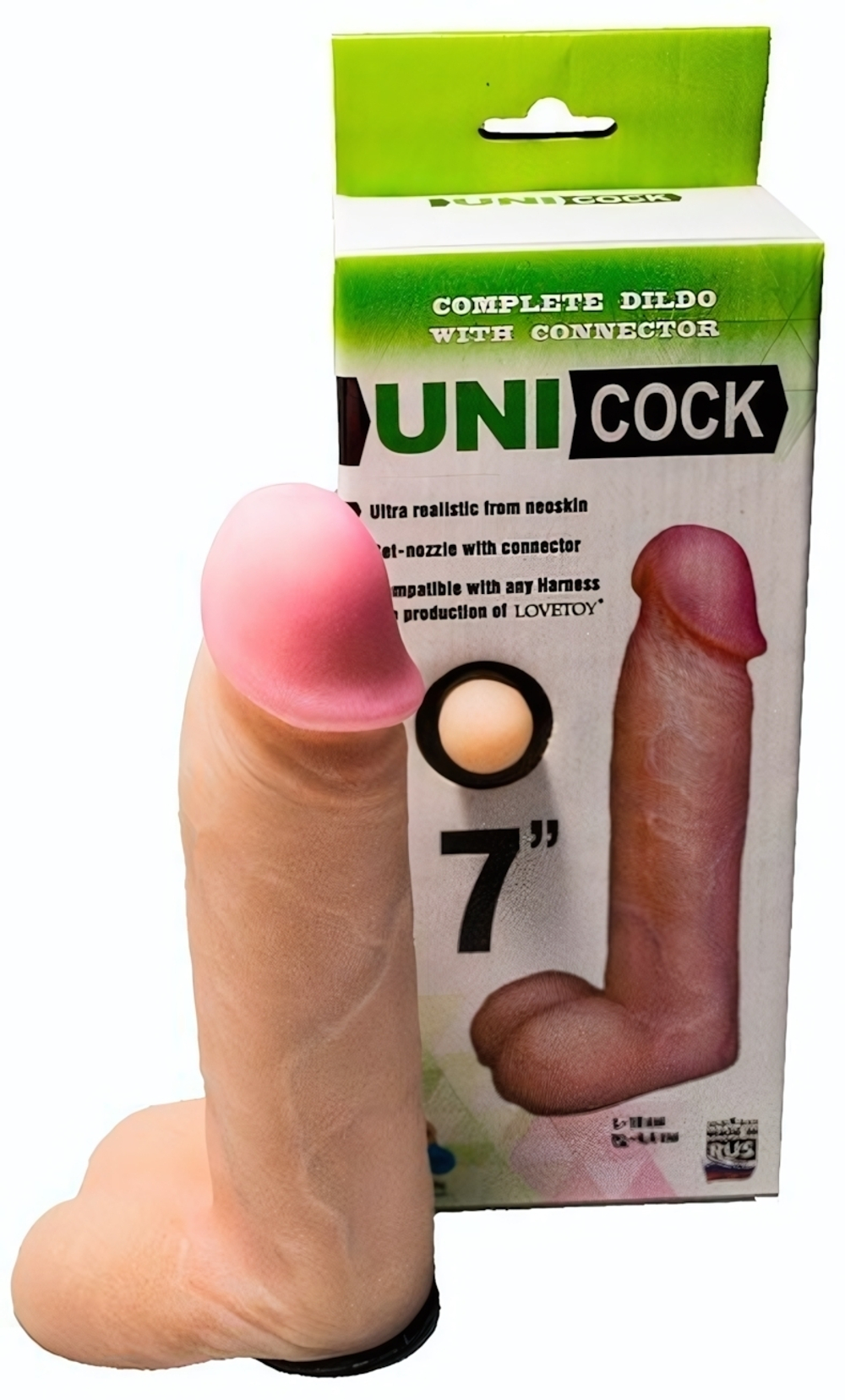 Насадка для страпона "Harness" UNICOCK 7" без вибрации (Цвет: телесный)