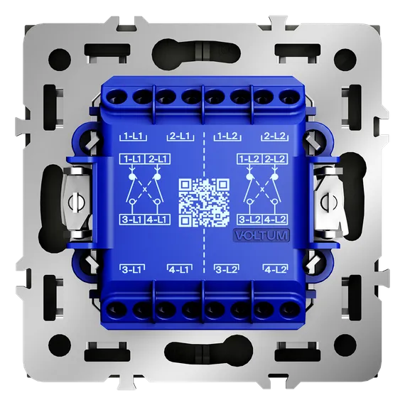 Переключатель перекрёстный двухклавишный Voltum S70 Сталь VLS020505