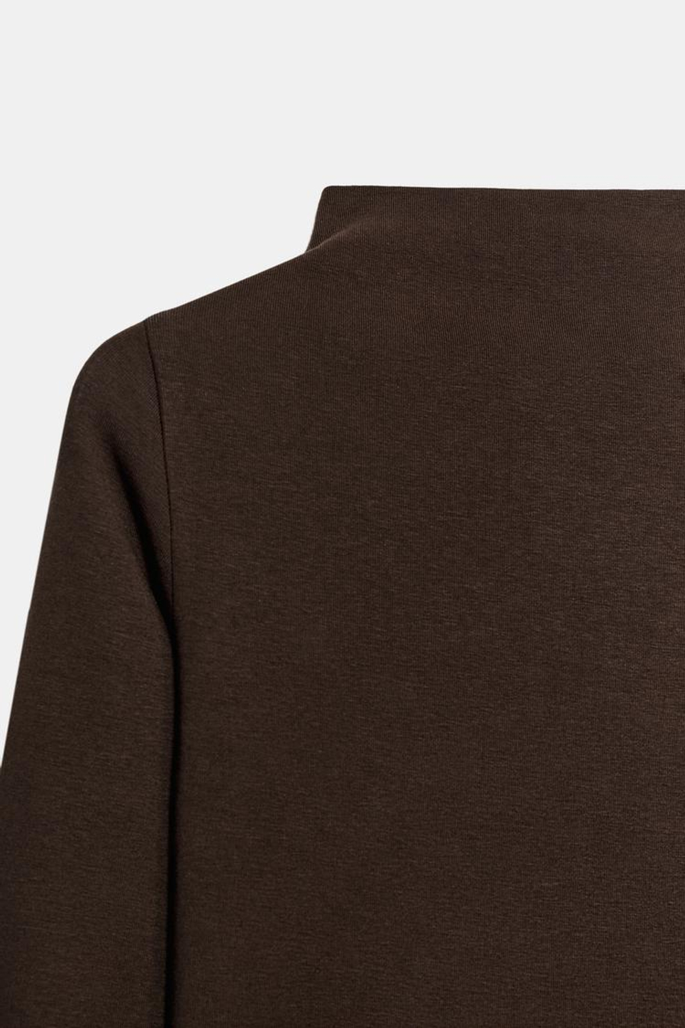 ZARA ФУТБОЛКА С ВОРОТНИКОМ-СТОЙКОЙ, КОРИЧНЕВЫЙ