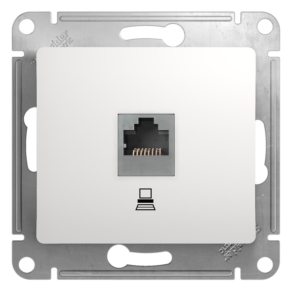 Schneider Electric Glossa Белый Розетка компьютерная RJ45 категория 5E, механизм IP20 скрытая установка GSL000181K