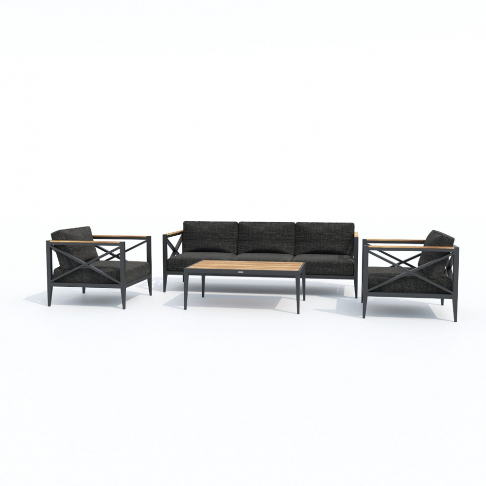 Лаунж зона ВЕРИТА темно-серая (маренго) - каркас карбон - столик тик