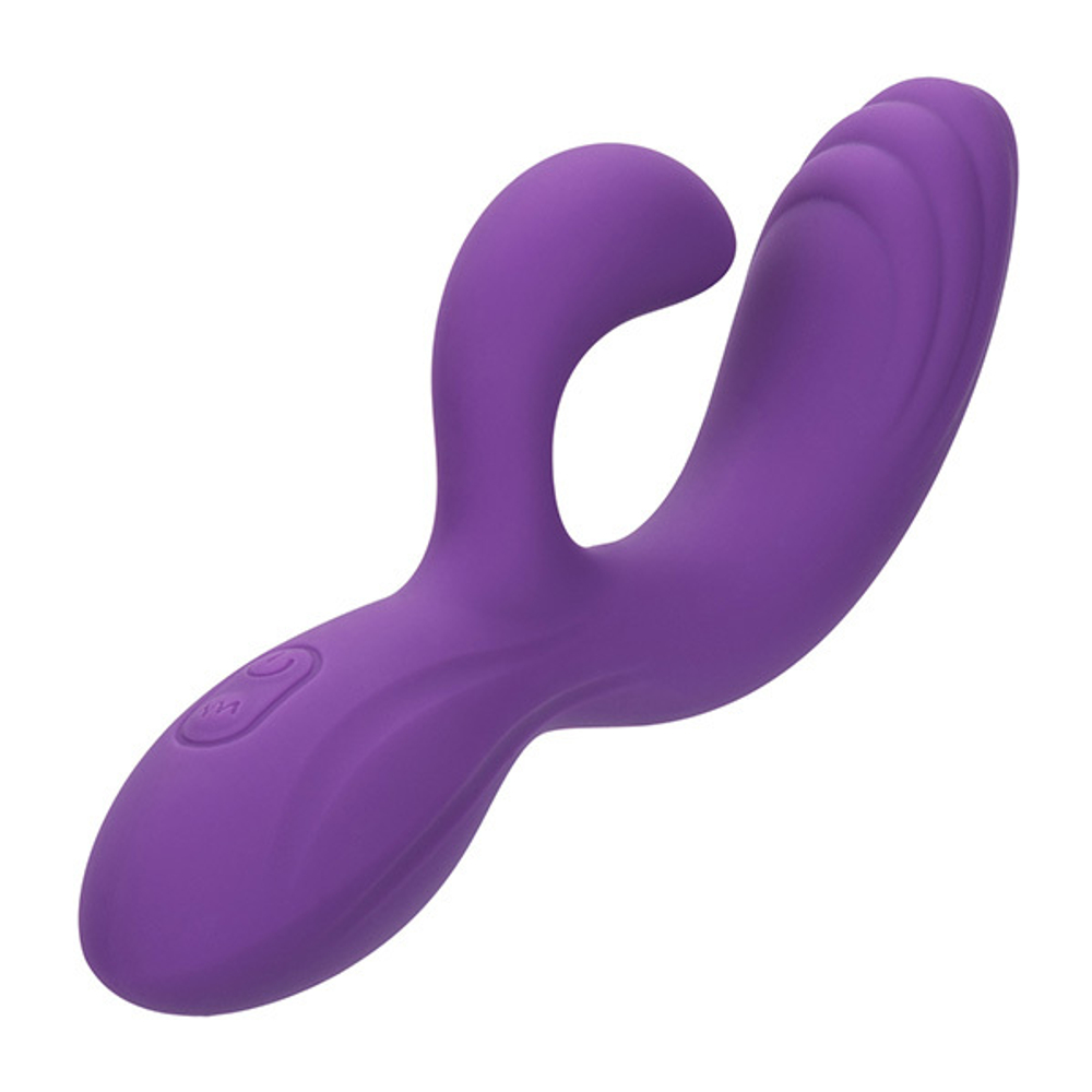 Фиолетовый вибратор-кролик 19см California Exotic Stella Liquid Silicone C Curve SE-4368-45-3