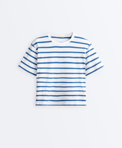 Oysho Boxy футболка с короткими рукавами из смесового хлопка, синий электрик