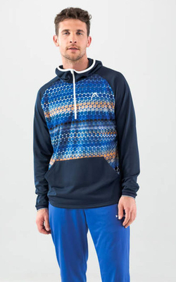 Мужская теннисная кофта Head Topspin Hoodie - dark blue/print