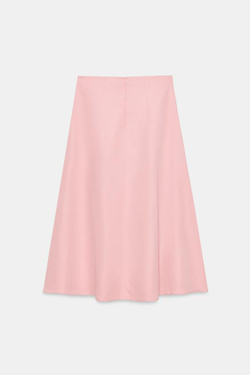ZARA ЮБКА МИДИ ИЗ ЛЬНА — ZW COLLECTION, РОЗОВЫЙ