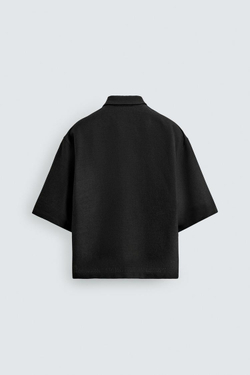 ZARA РУБАШКА BOXY FIT ИЗ РЕЛЬЕФНОЙ ТКАНИ, ЧЕРНЫЙ