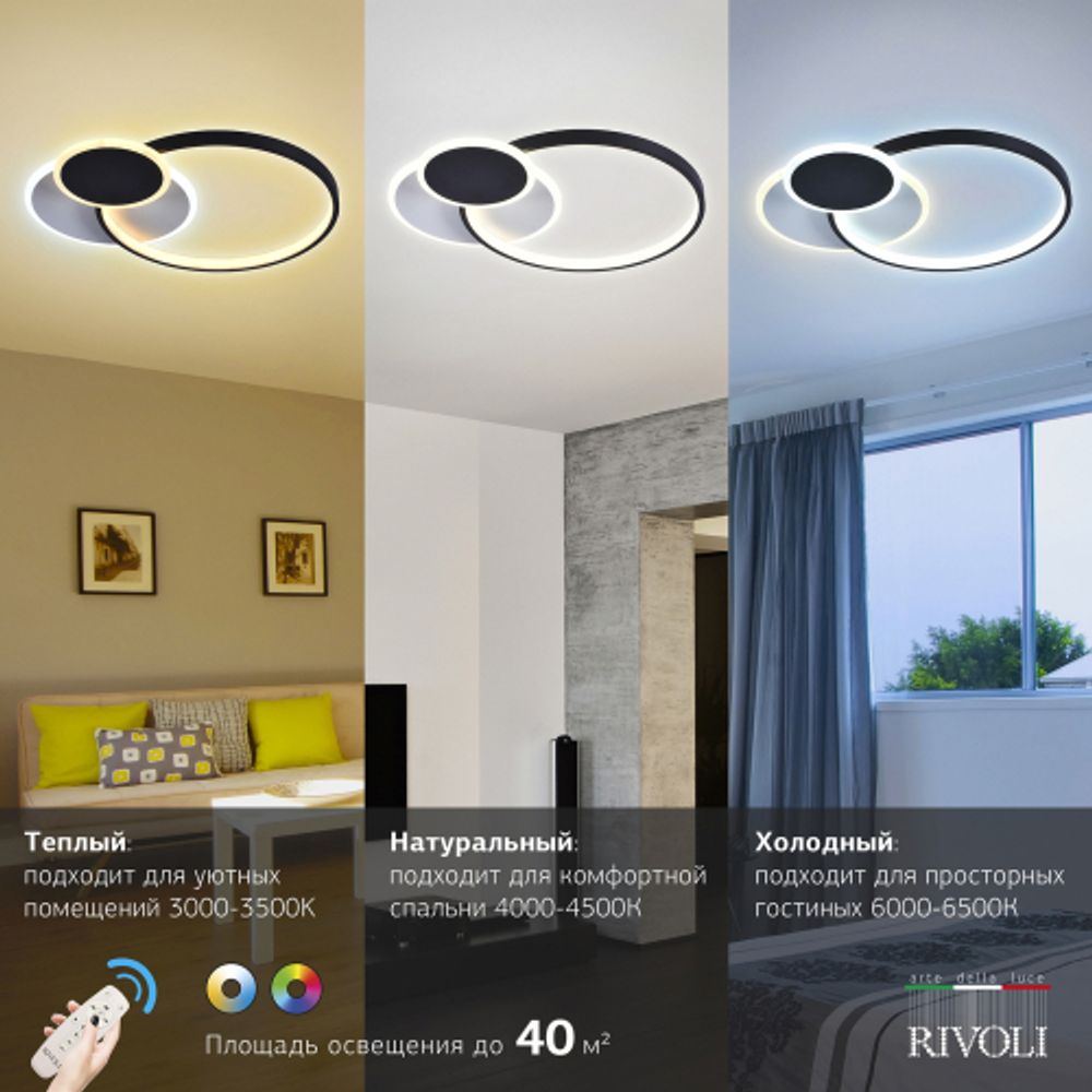 Светильник потолочный светодиодный Rivoli Julia 6080-108 с пультом 80 Вт 4000К - 6000К LED модерн | Rivoli