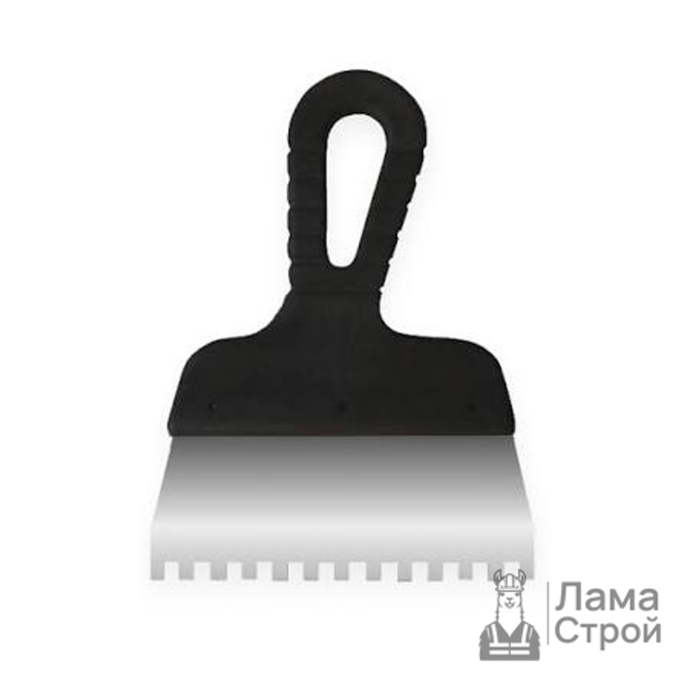 Шпатель с черной ручкой нерж сталь 200 мм, зуб 6 × 6 мм
