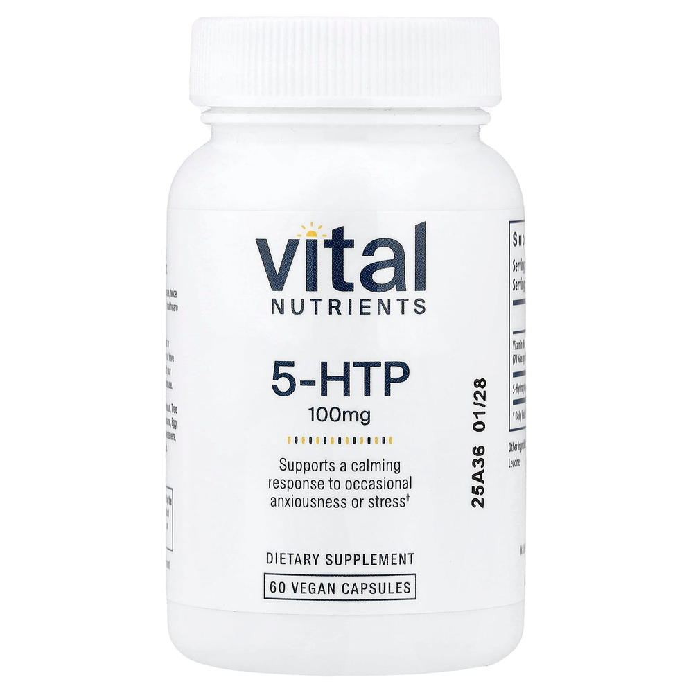Vital Nutrients, 5-HTP, 100 мг, 60 веганских капсул