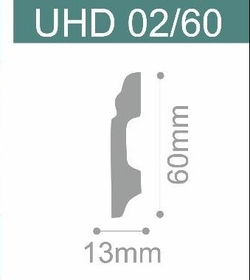Плинтус дюрополимерный под покраску Solid UHD02/60 Белый 60х13х2400 мм