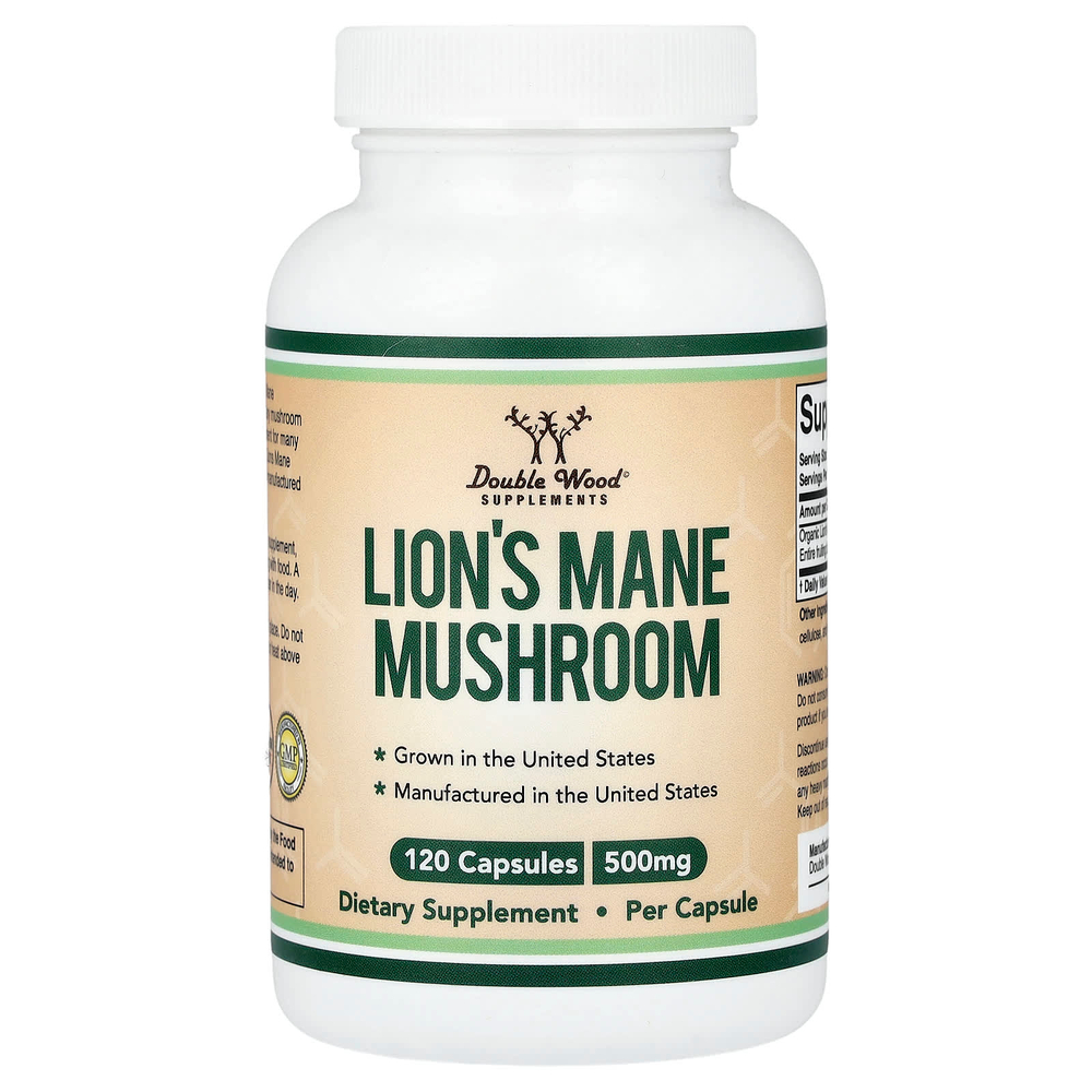 Double Wood Supplements, Lion's Mane Mushroom, 500 mg, 120 Capsules