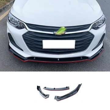 Сплиттер переднего бампера Chevrolet Onix 2019-2023 чёрный с красным
