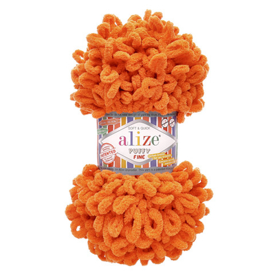 Пряжа Alize (Ализе) Puffy Fine / уп.5 мот. по 100 г, 14м, 6 апельсиновый