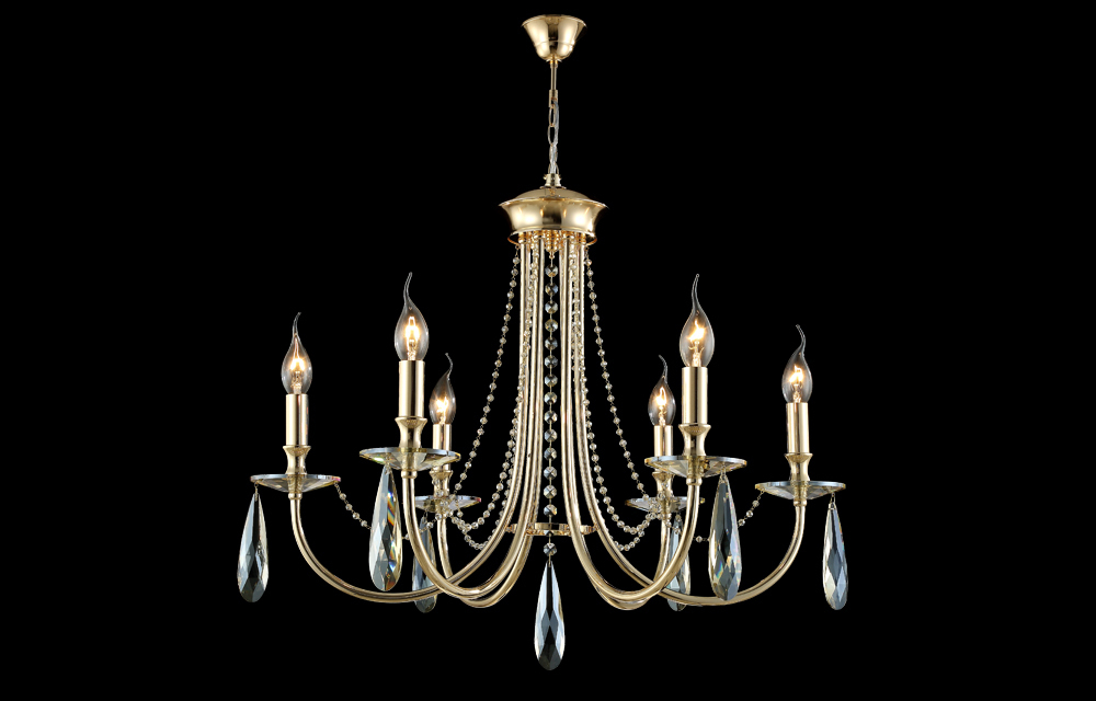 Подвесная люстра Crystal Lux VICTORIA SP6 GOLD/AMBER