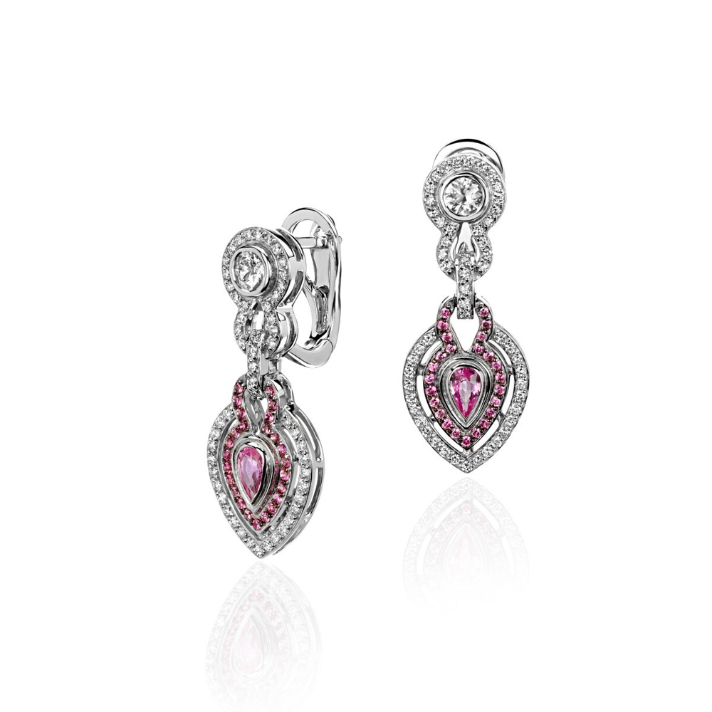 Серьги с бриллиантом  из белого золота JA-S-212579-2