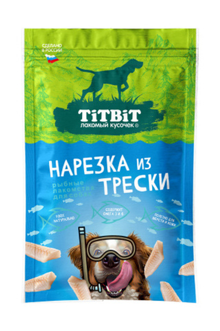 TITBIT нарезка из трески для собак - 80 гр