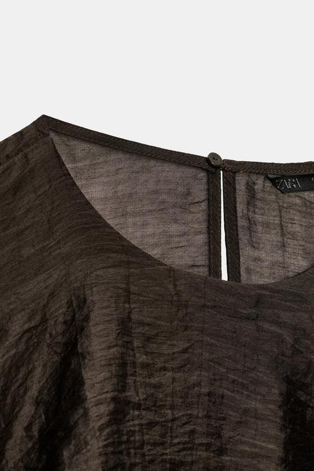 ZARA АСИММЕТРИЧНЫЙ ТОП С ВОЛАНАМИ, КОРИЧНЕВЫЙ
