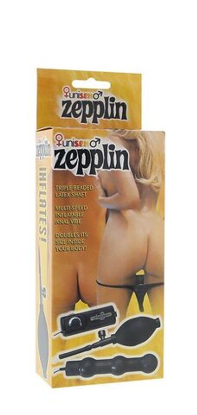 Вибрирующая анальная цепочка с накачкой Zepplin - 14 см. (Цвет: черный)