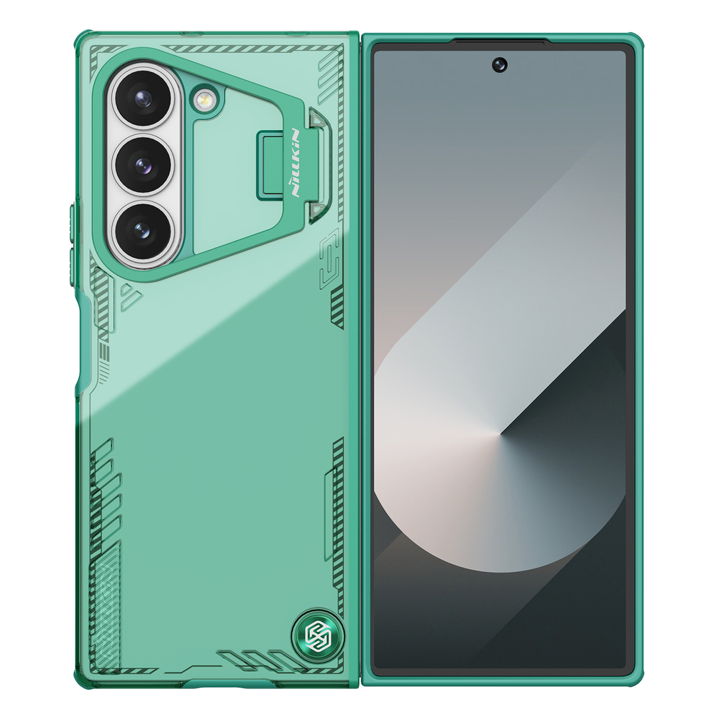 Чехол тонированный зеленого цвета от Nillkin с металлической откидной крышкой на Samsung Galaxy Z Fold 6 5G, серия Iceblade Fold Case