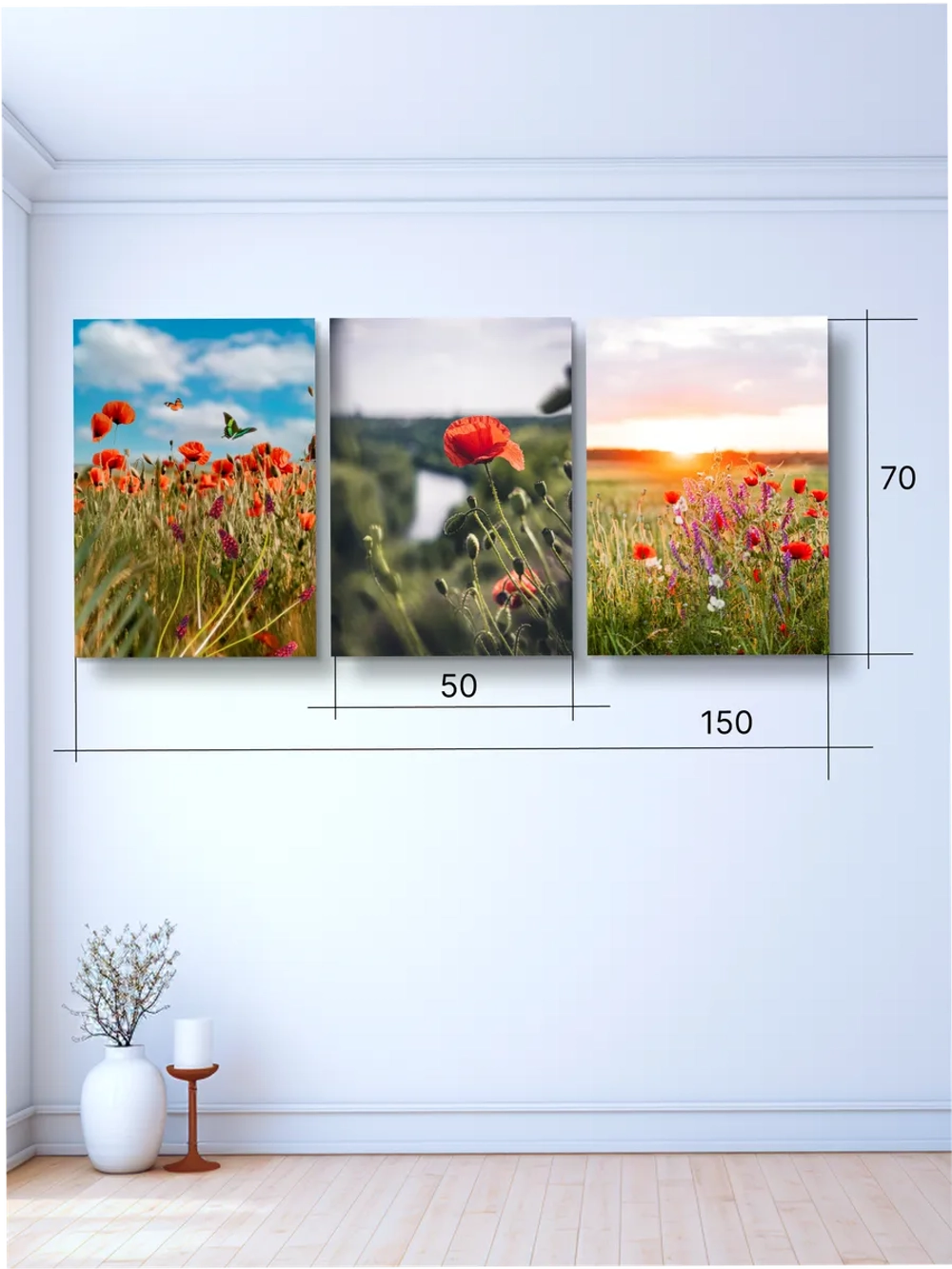 Картина Алые сияния модульная 50x70см 3шт.