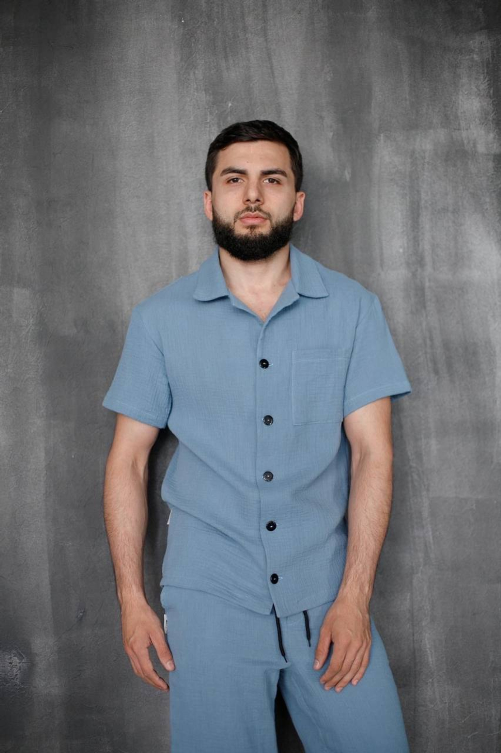 Костюм BGLS muslin руб./шорты (голуб.)