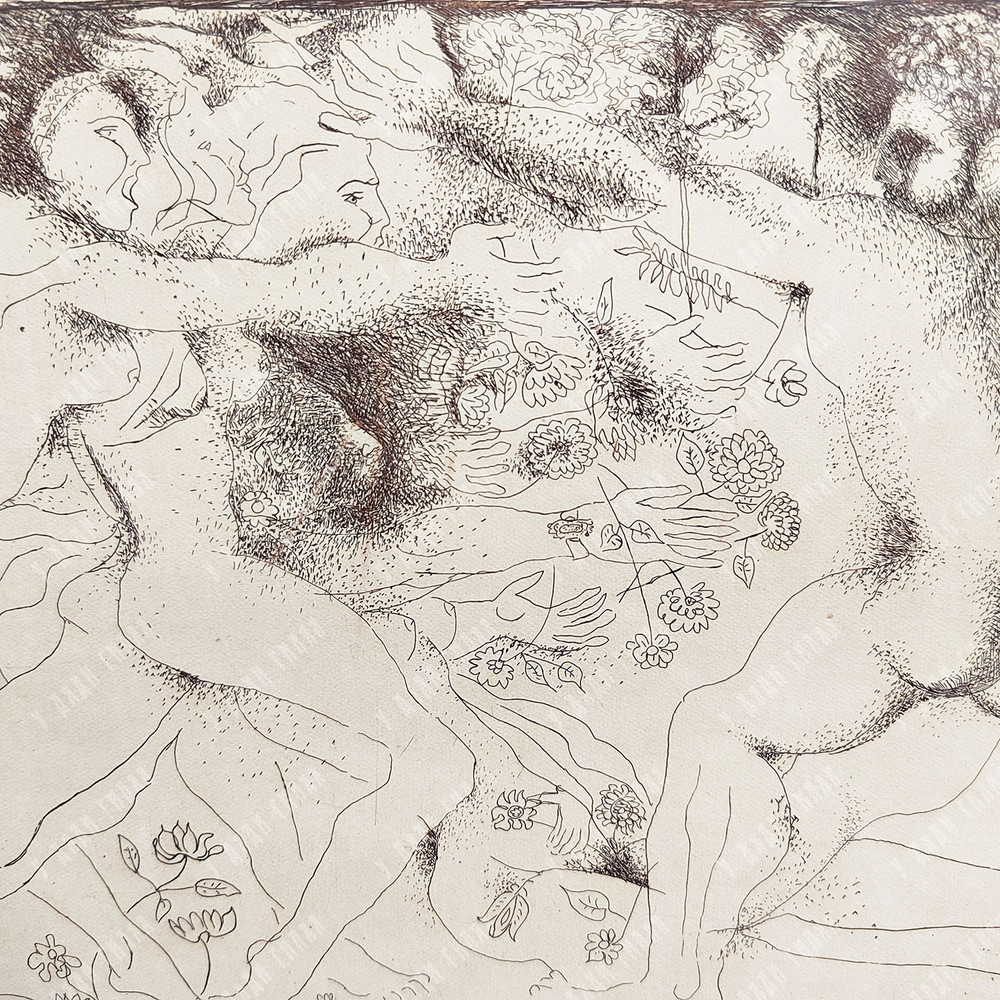 [Ню] Перкель Г. З. В погоне за счастьем. Бумага, офорт. 1970. СССР.