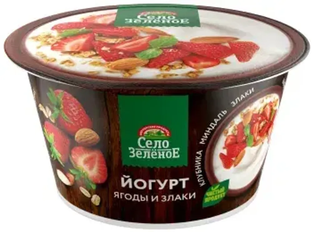 Йог Клубн-Миндаль-Злаки 3,2% Пл/ст 0,18кг СелЗел КМК