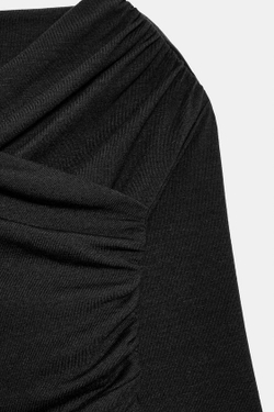 ZARA ДРАПИРОВАННЫЙ ТОП С ЗАПАХОМ, ЧЕРНЫЙ