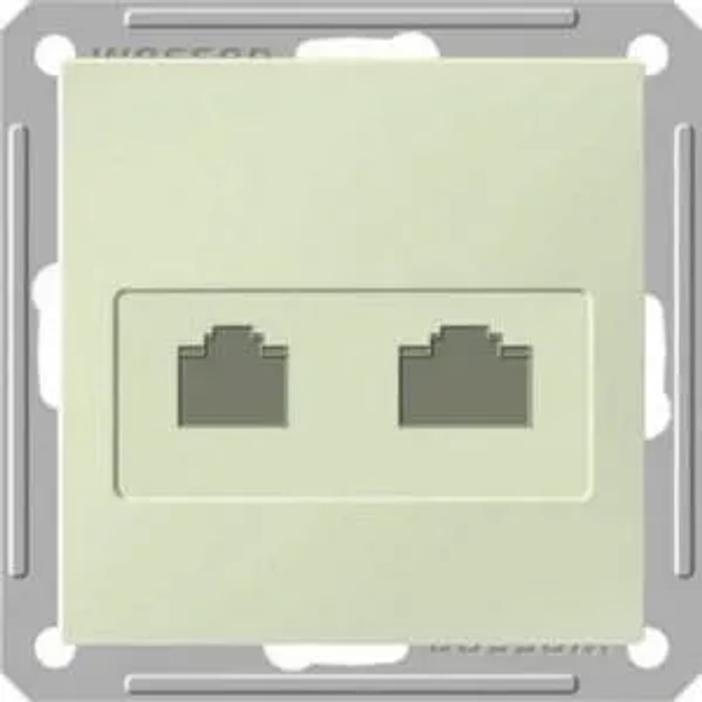 W59 РОЗЕТКА двойная RJ11+RJ45 кат.5e, механизм, СЛОНОВАЯ КОСТЬ