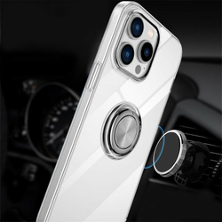 Чехол силиконовый с кольцом держателем для iPhone 12, 12 Pro, прозрачный