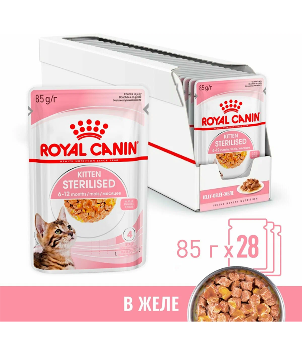 Роял Канин Kitten Sterilised котята/желе 85гр./28шт.