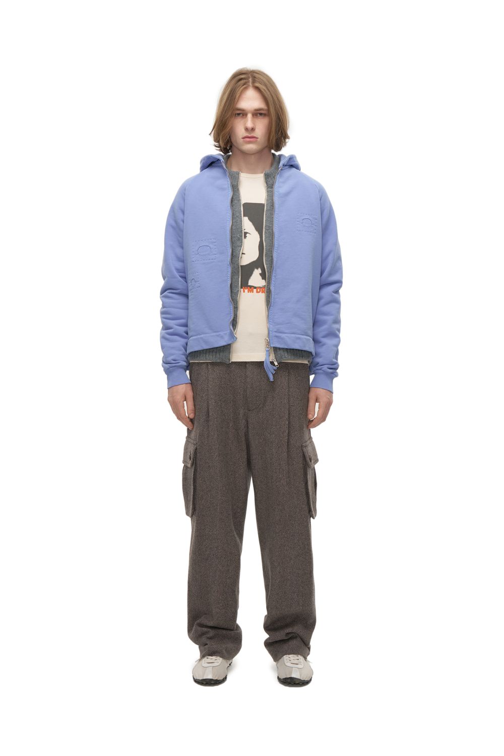 Худи на молнии Ash Lilac Patched