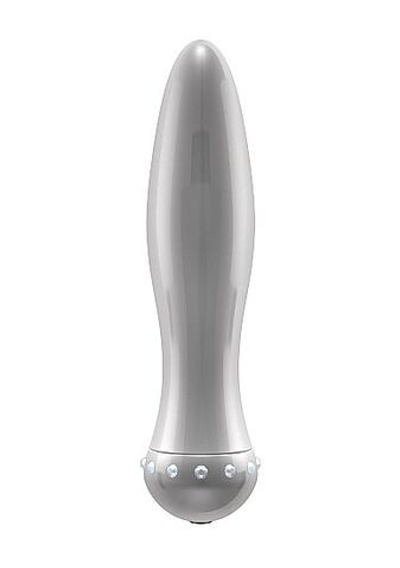 Вибратор-торпеда с кристалликами The Gem Silver - 16,6 см. (Цвет: серебро)