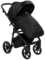 Детская коляска Roan Esso Кожа 2 в 1 ESSK/210/1 Black /Black/руч.Тем.коричневый