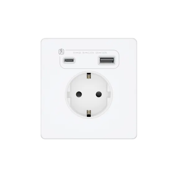 Розетка с USB A+C с заземлением и защитными шторками Systeme Electric Infinity Арктический лед FSE000132