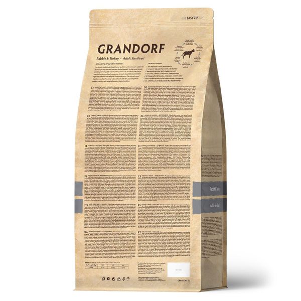 Сухой корм Grandorf CAT Rabbit&Turkey STERILISED для стерилизованных кошек, кролик с индейкой