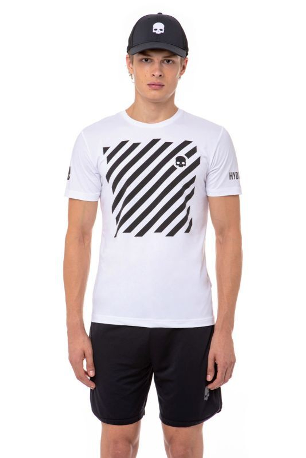 Мужская теннисная футболка Hydrogen Tech Optical Tee Man - white/black