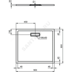 Поддон душевой акрил прямоугольный ULTRAFLAT NEW 800х900х25 Ideal Standard T448101