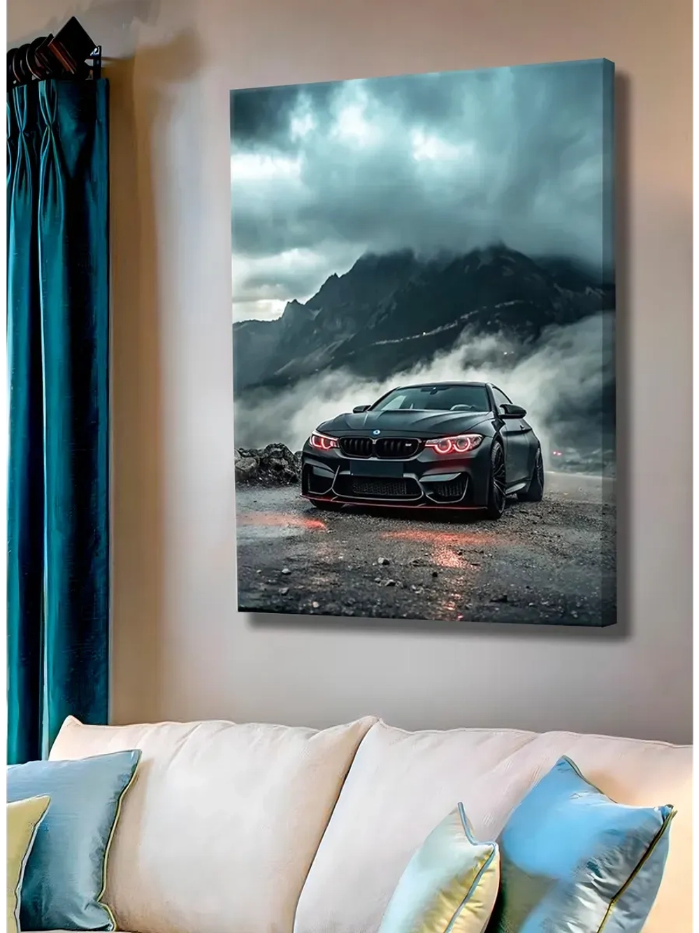 Картина BMW в тумане интерьерная 30х40см 1шт.