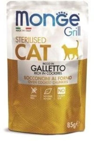 Влажный корм Monge Cat Grill Pouch для стерилизованных кошек, итальянская курица, пауч 85 г