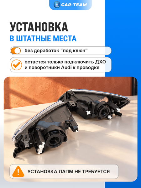 Фары Лада Гранта передние в стиле AUDI с Bi LED модулями 3,0 дюйма + ДХО с плавающими поворотниками (под ключ)