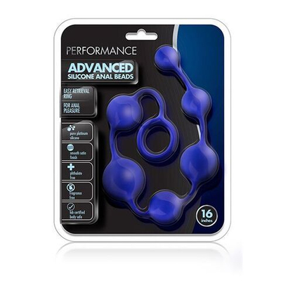 Синяя анальная цепочка 16 Inch Silicone Anal Beads - 40,6 см. (Цвет: синий)