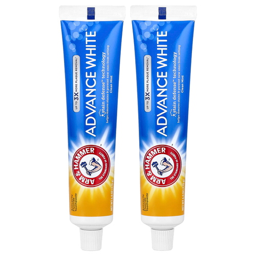 Arm & Hammer, Advance White™, отбеливающая зубная паста с фторидом против кариеса, чистая мята, 2 шт. по 170 г (6 унций) в упаковке