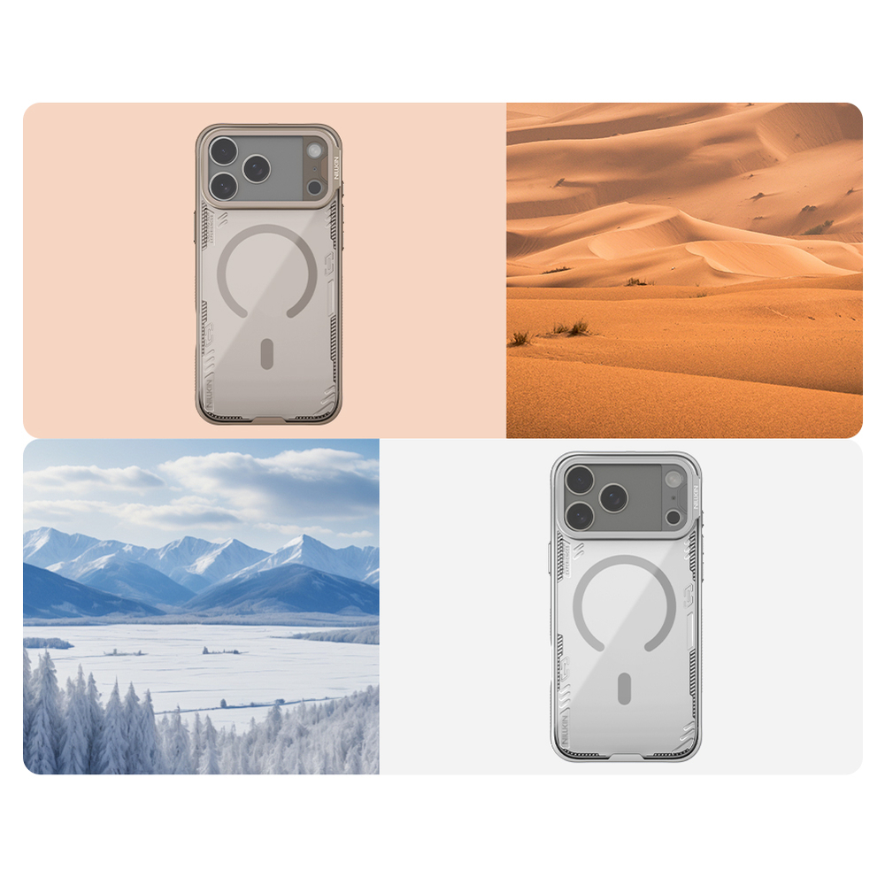 Чехол тонированный серого цвета с MagSafe на iPhone 17 Pro Max, серия Iceblade Prop Magnetic (версия с прозрачной крышкой объектива) от Nillkin