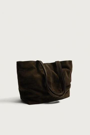 ZARA КОЖАНАЯ СУМКА-ШОПЕР, КОРИЧНЕВЫЙ